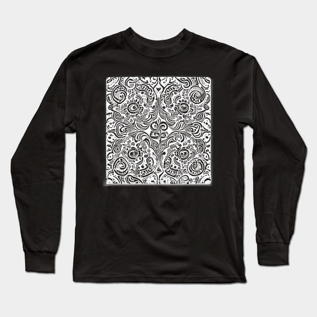 Paisley Print - Crimson Aesthetic Long Sleeve T-Shirt by BubbleMench